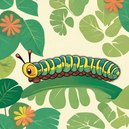 A detailed and vibrant illustration of a caterpillar, showcasing its intricate patterns and bright colors