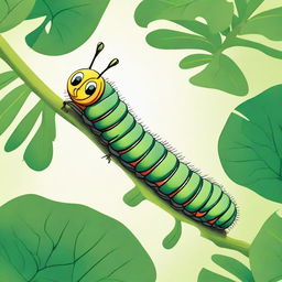 A detailed and vibrant illustration of a caterpillar, showcasing its intricate patterns and bright colors