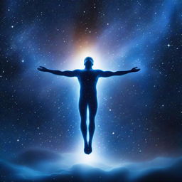 An image of astral projection featuring an energy body flying towards the Milky Way galaxy