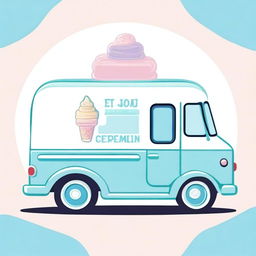 A charming ice cream truck illustrated in blue pastel colors, perfect for a baby shower invitation