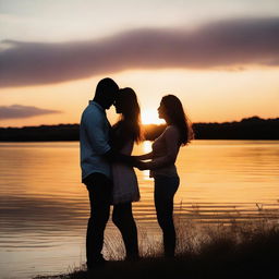 A romantic scene of two people gazing into each other's eyes