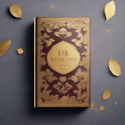 Create a luxurious and elegant book cover design with gold leaf trim and a royal, rich feel