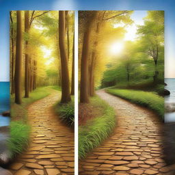 Create a series of captivating images depicting pathways leading to prosperity