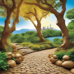 Create a series of captivating images depicting pathways leading to prosperity