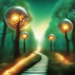 Create a series of captivating images depicting pathways that symbolize using the mind to achieve desires, suitable for an eye-catching book cover