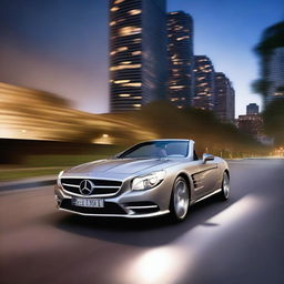 A sleek and stylish Mercedes SL R230 with modern LED headlights