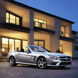 A sleek and stylish Mercedes SL R230 with modern LED headlights