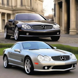 A 2004 Mercedes SL with a more modern and sharper body design