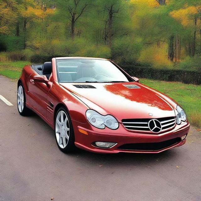 A 2004 Mercedes SL with a more modern and sharper body design