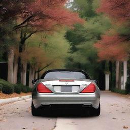 A 2004 Mercedes SL featuring modern rectangular LED taillights