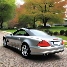 A 2004 Mercedes SL featuring modern rectangular LED taillights