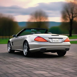 A 2004 Mercedes SL featuring modern rectangular LED taillights