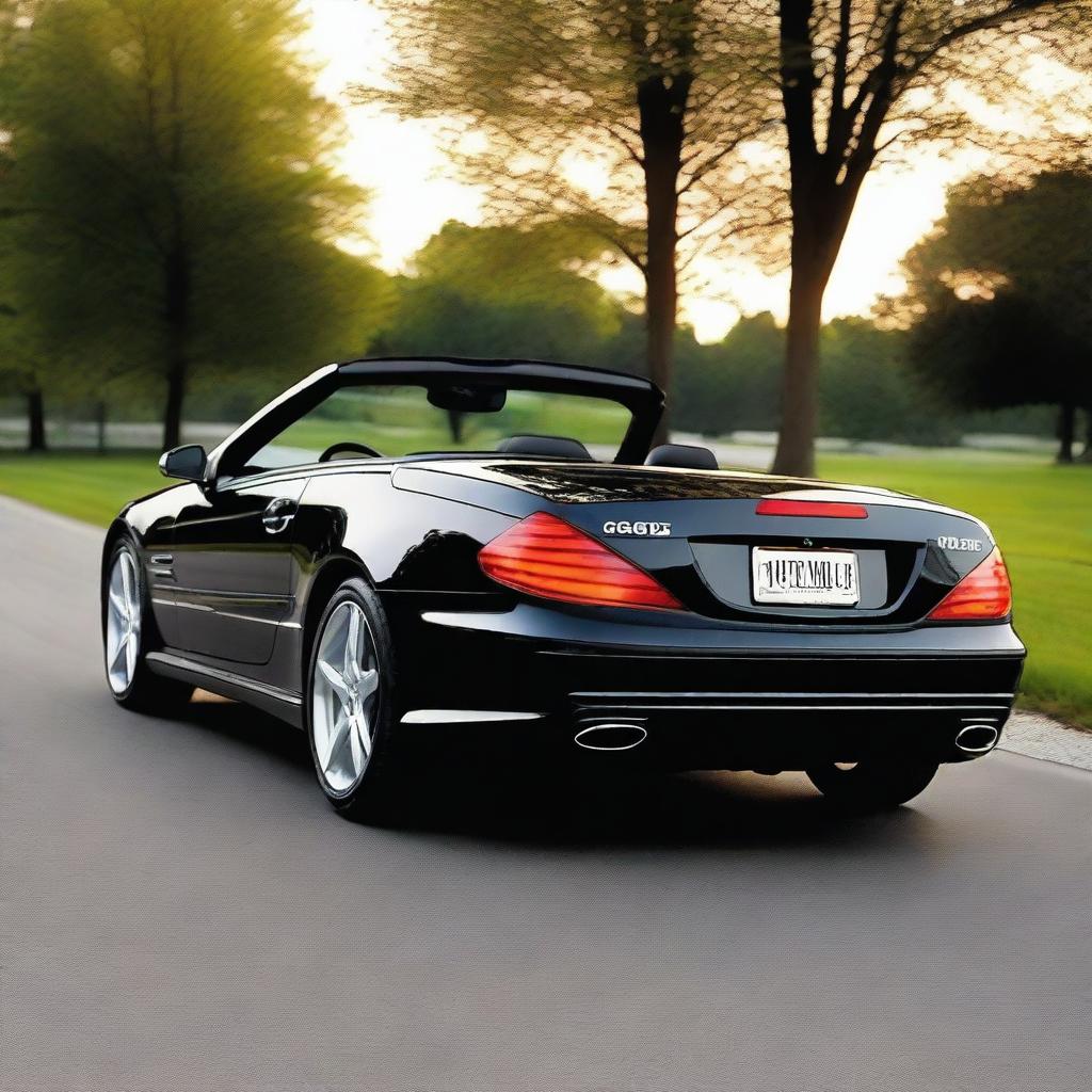 A 2004 Mercedes SL featuring modern rectangular LED taillights