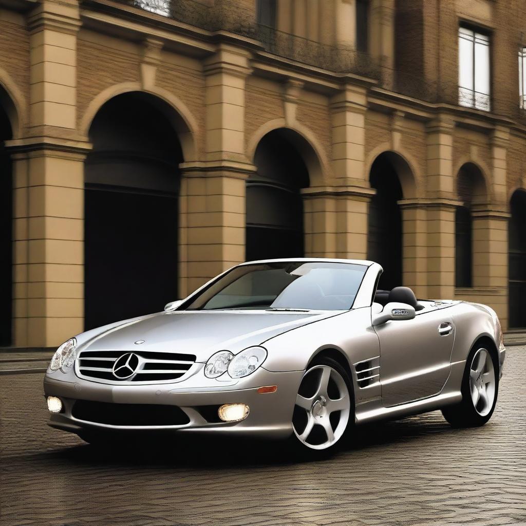 A redesigned 2004 Mercedes SL featuring modern DRL (Daytime Running Light) LED technology