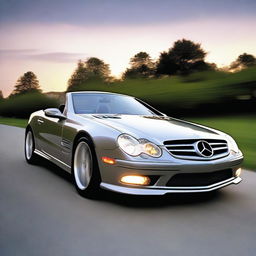 A redesigned 2004 Mercedes SL featuring modern DRL (Daytime Running Light) LED technology