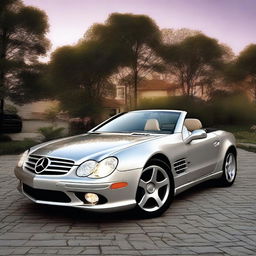 A redesigned 2004 Mercedes SL featuring modern DRL (Daytime Running Light) LED technology