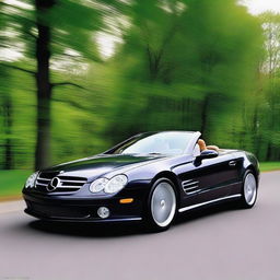 A 2004 Mercedes SL redesigned with the proportions and styling cues of a 2023 model