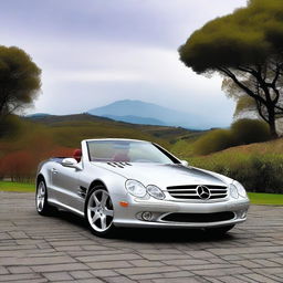 A 2004 Mercedes SL redesigned with the proportions and styling cues of a 2023 model