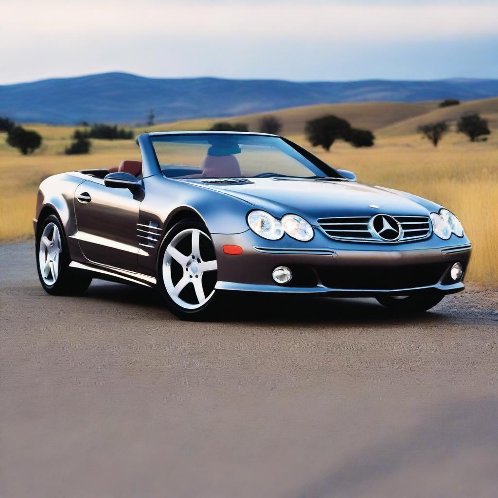 A 2004 Mercedes SL redesigned with the proportions and styling cues of a 2023 model