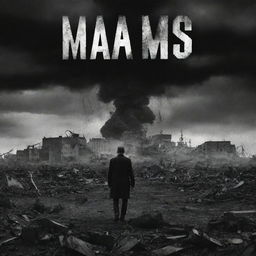 Design a haunting book cover titled 'Black Mass' featuring a post-nuclear explosion world with wreckage and radioactive debris. Evoke an apocalyptic atmosphere that harmonizes with the book's dark themes.