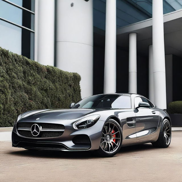 A 2015 Mercedes AMG GTS featuring SLR McLaren turbine wheel mags