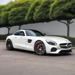 A 2015 Mercedes AMG GTS featuring SLR McLaren turbine wheel mags