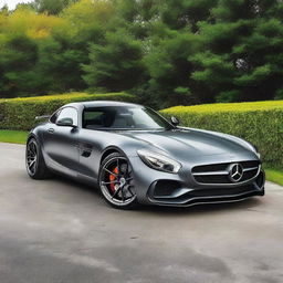 A 2015 Mercedes AMG GTS featuring SLR McLaren turbine wheel mags