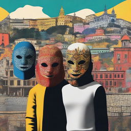 Create an image depicting the theme 'Illusions in Tbilisi: Life among masks'