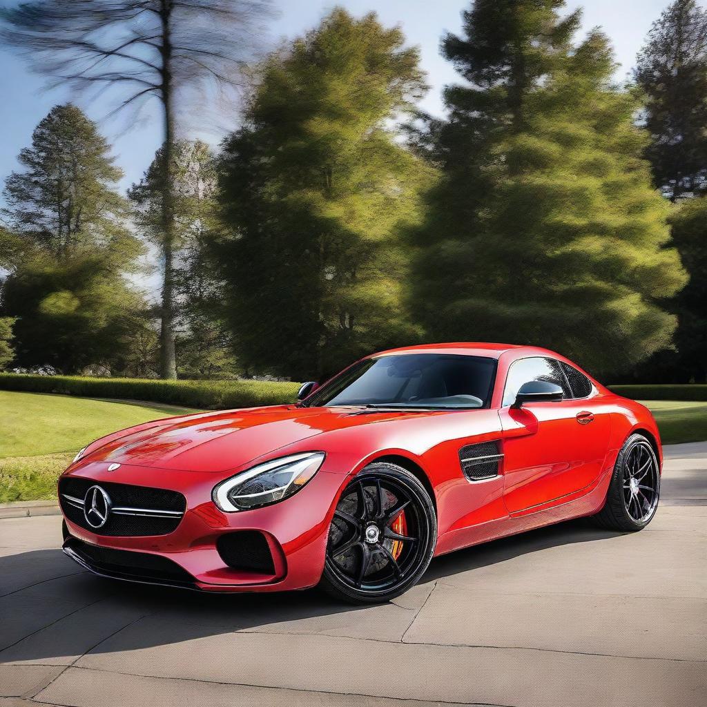 A 2015 Mercedes AMG GTS featuring turbine wheel mags from a Mercedes SLR