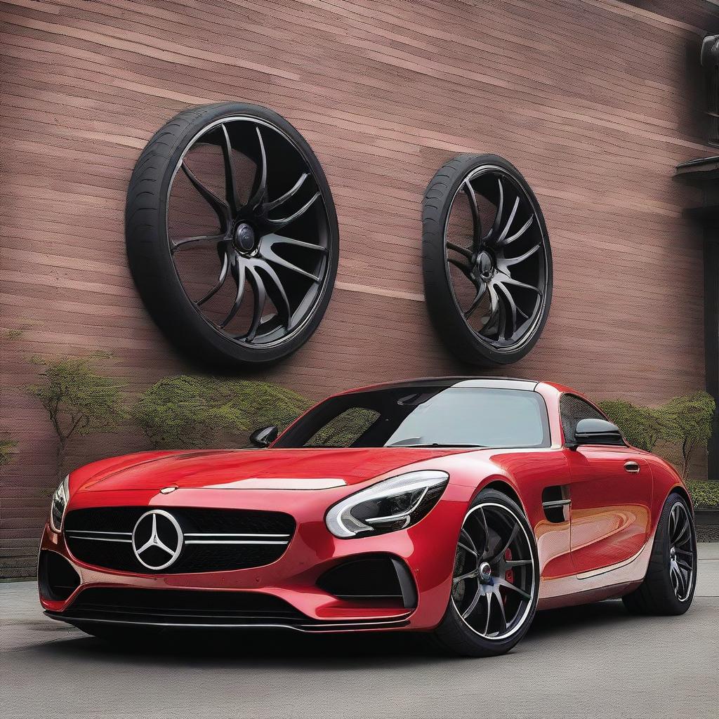 A 2015 Mercedes AMG GTS featuring turbine wheel mags from a Mercedes SLR