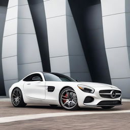 A 2015 Mercedes AMG GTS featuring turbine wheel mags from a Mercedes SLR