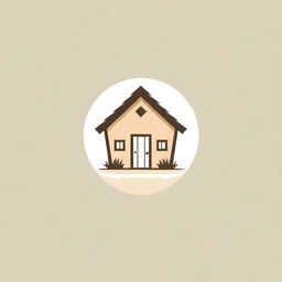 Logo design featuring a detailed, rustic straw hut