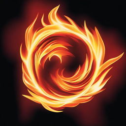 A highly detailed and vibrant illustration of a ball of fire, with intense flames flickering and swirling in various shades of red, orange, and yellow