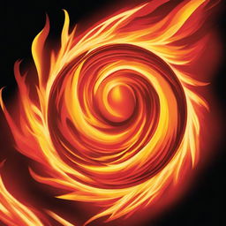 A highly detailed and vibrant illustration of a ball of fire, with intense flames flickering and swirling in various shades of red, orange, and yellow