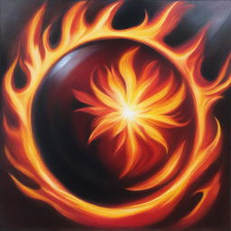 An oil painting depicting a ball of fire