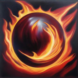 An oil painting depicting a ball of fire