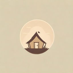 Logo design featuring a detailed, rustic straw hut