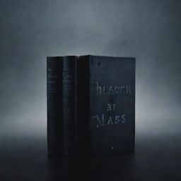 Visualize an eerie, dark and striking image, showcasing 'Black Mass' as a book title in gothic font against a foggy, twilight backdrop.