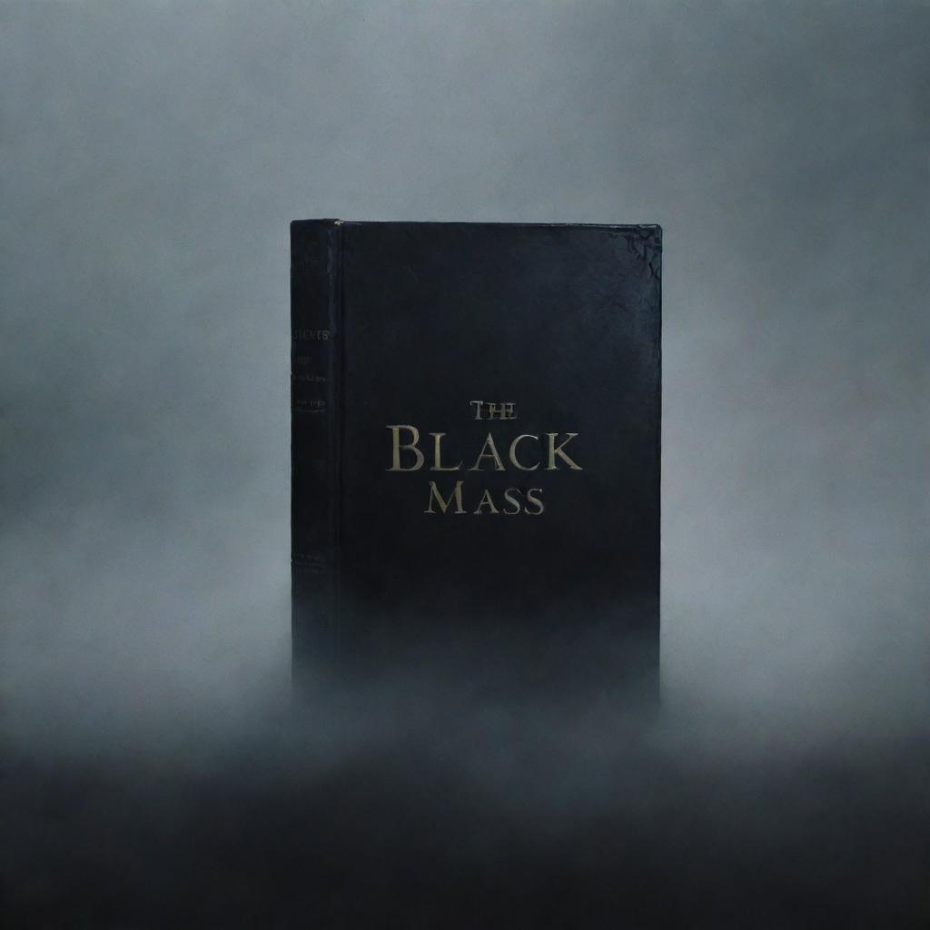 Visualize an eerie, dark and striking image, showcasing 'Black Mass' as a book title in gothic font against a foggy, twilight backdrop.