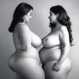 A mother and daughter with voluptuous figures, particularly emphasizing their large buttocks