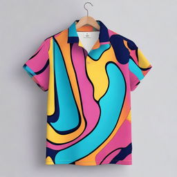 A stylish and trendy shirt design featuring a modern, abstract pattern with vibrant colors