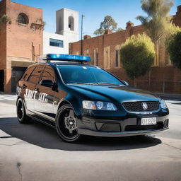 A 2008 Holden VE Commodore Sportwagon transformed into a SWAT car