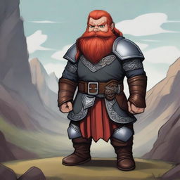 A small dwarf character wearing a chain shirt and leather armor