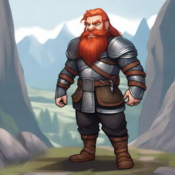 A small dwarf character wearing a chain shirt and leather armor