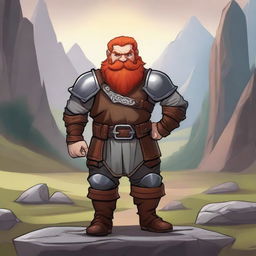 A small dwarf character wearing a chain shirt and leather armor