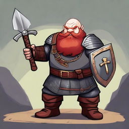 A male fat dwarf character wearing a chain shirt and leather armor