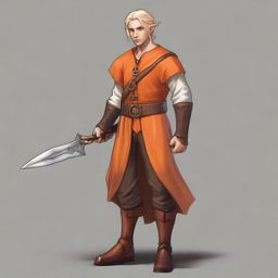 A young, slim but athletic half-elf bard with brown skin, standing 1