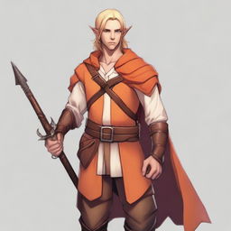 A young, slim but athletic half-elf bard with brown skin, standing 1