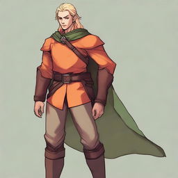 A young, slim but athletic half-elf bard with a brown complexion, standing 1