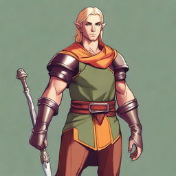 A young, slim but athletic half-elf bard with a brown complexion, standing 1